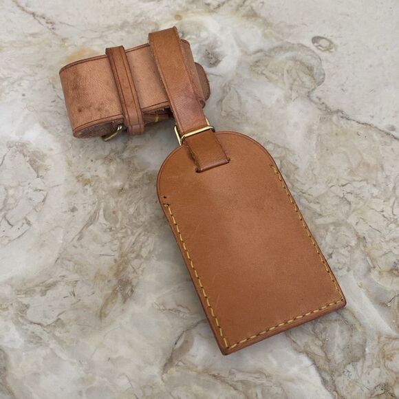 Vintage Louis Vuitton Vachetta Leather Luggage Tag & Poignet - Picture 5 of 15